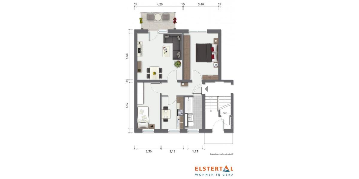 Etagenwohnung Gera Alt-Bieblach - 3 Zimmer, 63 m&sup2;, 389&euro; | Angebot:26181165