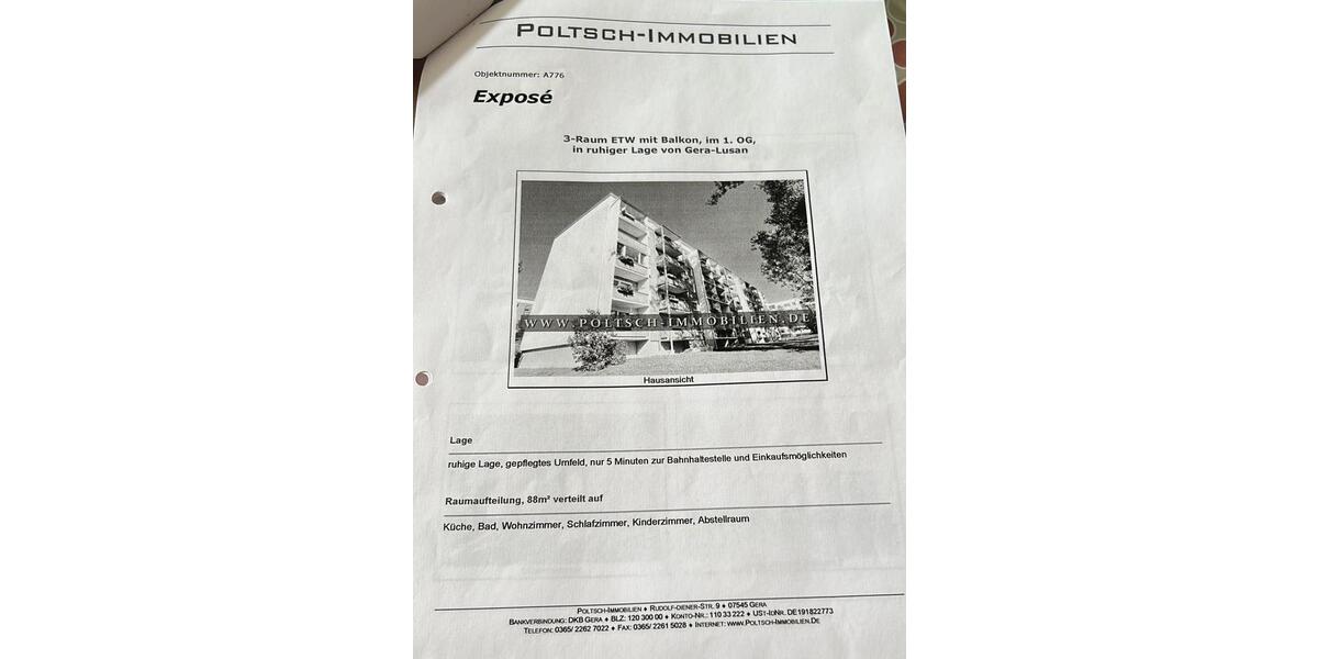 Provisionsfrei 3 Zim ETW 88qm Balkon Stellplatz Gera-Lusan 3 zimmer