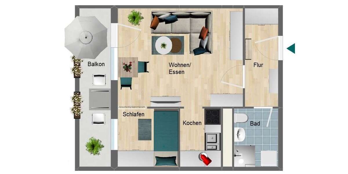 Etagenwohnung Zeulenroda-Triebes Triebes - 1 Zimmer, 38 m&sup2;, 245&euro; | Angebot:26090815