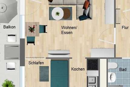 Wohnung Zeulenroda-Triebes Triebes - 1 Zimmer, 38 m&sup2;, 245&euro; | Angebot:26090815