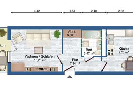 1-Zimmer-Wohnung in Schmölln mit Balkon, und Dusche!