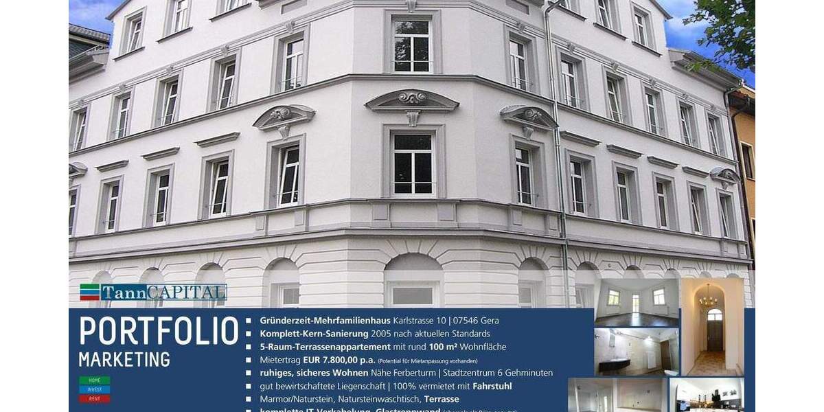 Terrassenwohnung Gera Ostviertel - 5 Zimmer, 144.000&euro; | Angebot:24028048