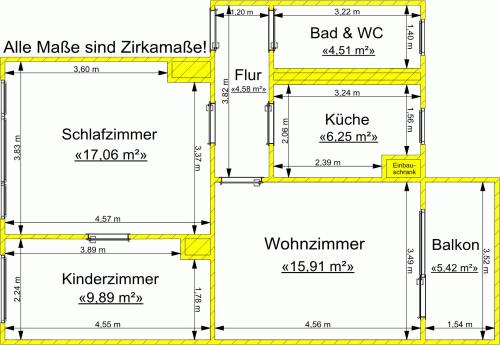 Sanierte 3-Raum-Wohnung mit Badewanne und Balkon 3 zimmer