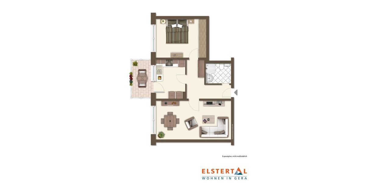Erdgeschoßwohnung Gera Debschwitz - 2 Zimmer, 60 m&sup2;, 417&euro; | Angebot:26181164
