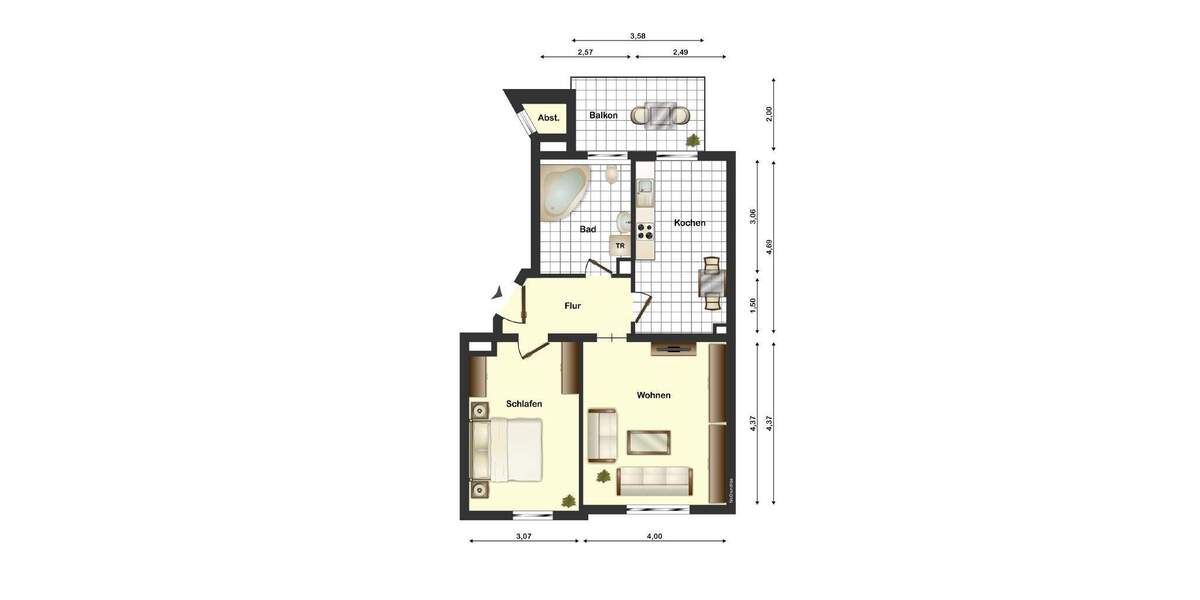Etagenwohnung Altenburg - 2 Zimmer, 59 m&sup2;, 34.000&euro; | Angebot:25800268
