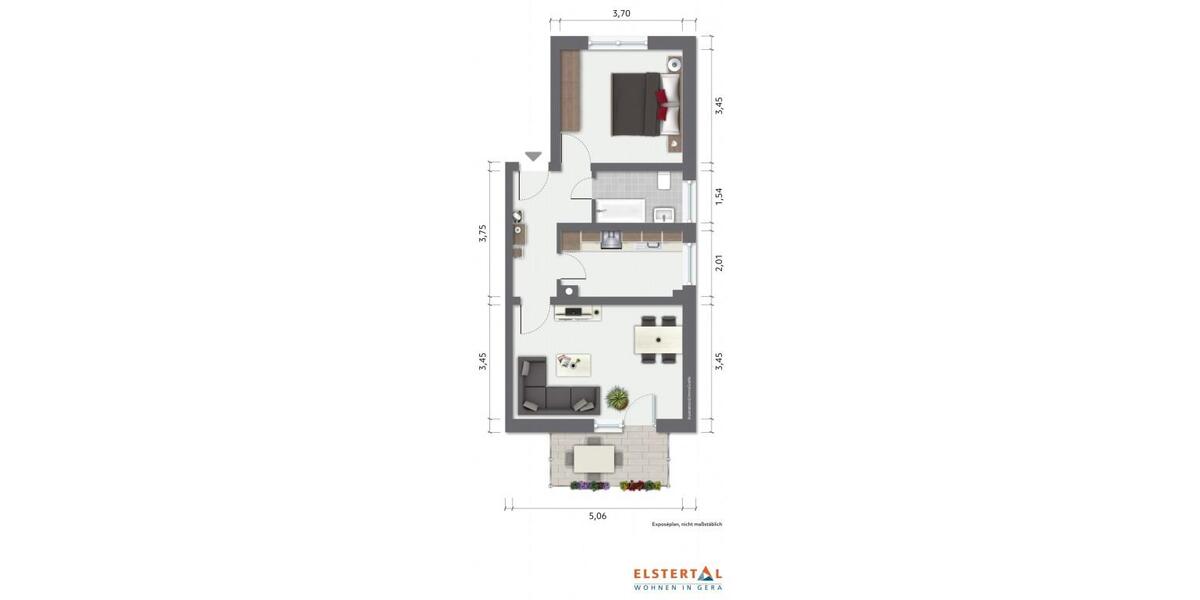 Etagenwohnung Gera Alt-Bieblach - 2 Zimmer, 50 m&sup2;, 360&euro; | Angebot:26335842