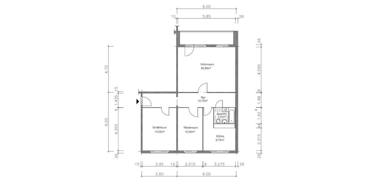 Etagenwohnung Gera Lusan - 3 Zimmer, 82 m&sup2;, 440&euro; | Angebot:26348069