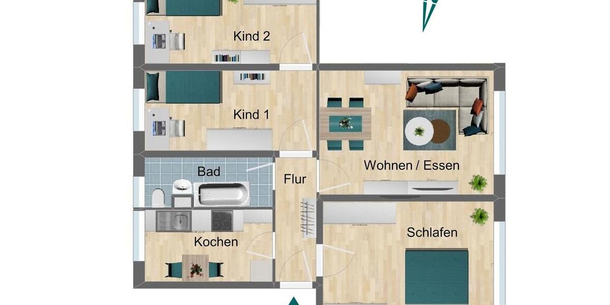 Etagenwohnung Triptis - 4 Zimmer, 69 m&sup2;, 415&euro; | Angebot:26179984