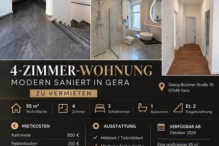 Wohnung Gera Debschwitz - 4 Zimmer, 95 m&sup2;, 850&euro; | Angebot:27628696