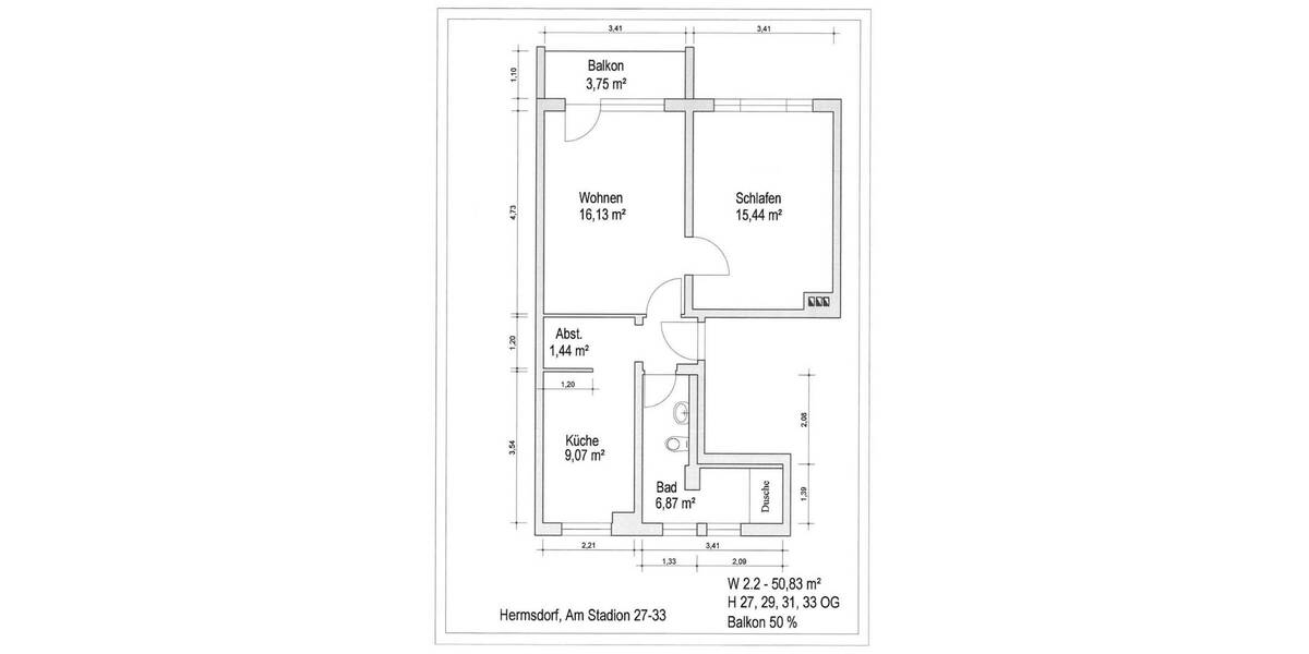 Etagenwohnung Hermsdorf - 2 Zimmer, 52 m&sup2;, 340&euro; | Angebot:26658242