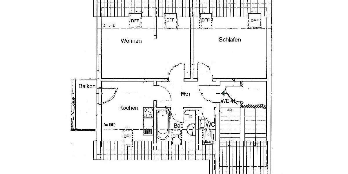 2-Zimmer-DG-Wohnung mit BALKON, offene Küche, Badewanne - frisch renoviert 2 zimmer