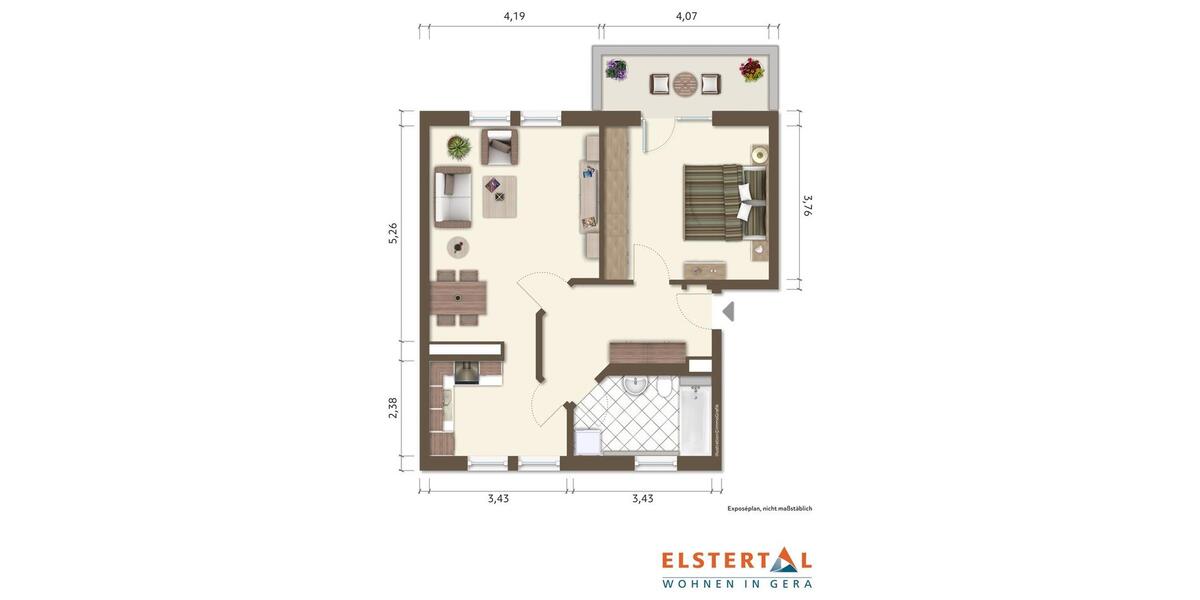Dachgeschoßwohnung Gera Alt-Bieblach - 2 Zimmer, 65 m&sup2;, 630&euro; | Angebot:25854747