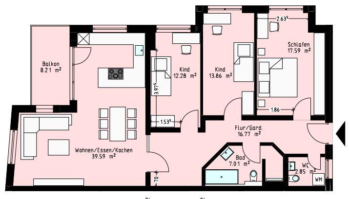 Etagenwohnung Gera Debschwitz - 4 Zimmer, 112 m&sup2;, 1.350&euro; | Angebot:23392820