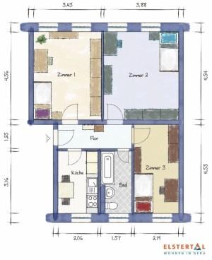 Etagenwohnung Gera - 1 Zimmer, 10 m&sup2;, 120&euro; | Angebot:26534019