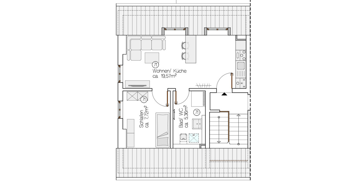 Dachgeschoßwohnung Altenburg - 1.5 Zimmer, 33 m&sup2;, 292&euro; | Angebot:20194468