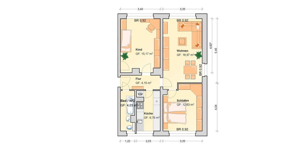 Etagenwohnung Werdau - 3 Zimmer, 63 m&sup2;, 345&euro; | Angebot:26006931