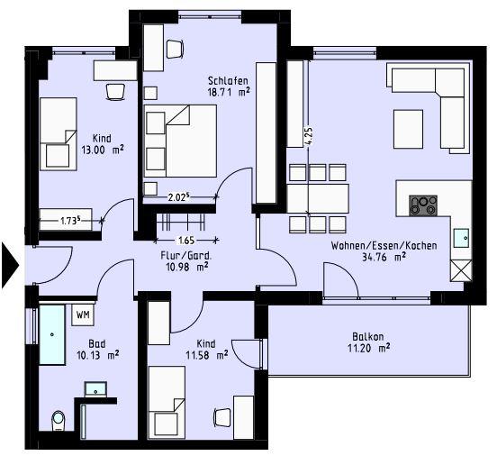 Etagenwohnung Gera Debschwitz - 4 Zimmer, 103 m&sup2;, 1.240&euro; | Angebot:23393255
