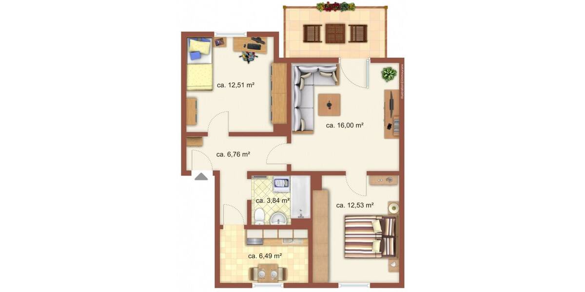 Etagenwohnung Meuselwitz Zipsendorf - 3 Zimmer, 60 m&sup2;, 390&euro; | Angebot:26778276