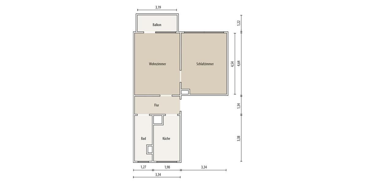 Etagenwohnung Gera Alt-Bieblach - 2 Zimmer, 48 m&sup2;, 291&euro; | Angebot:25228291