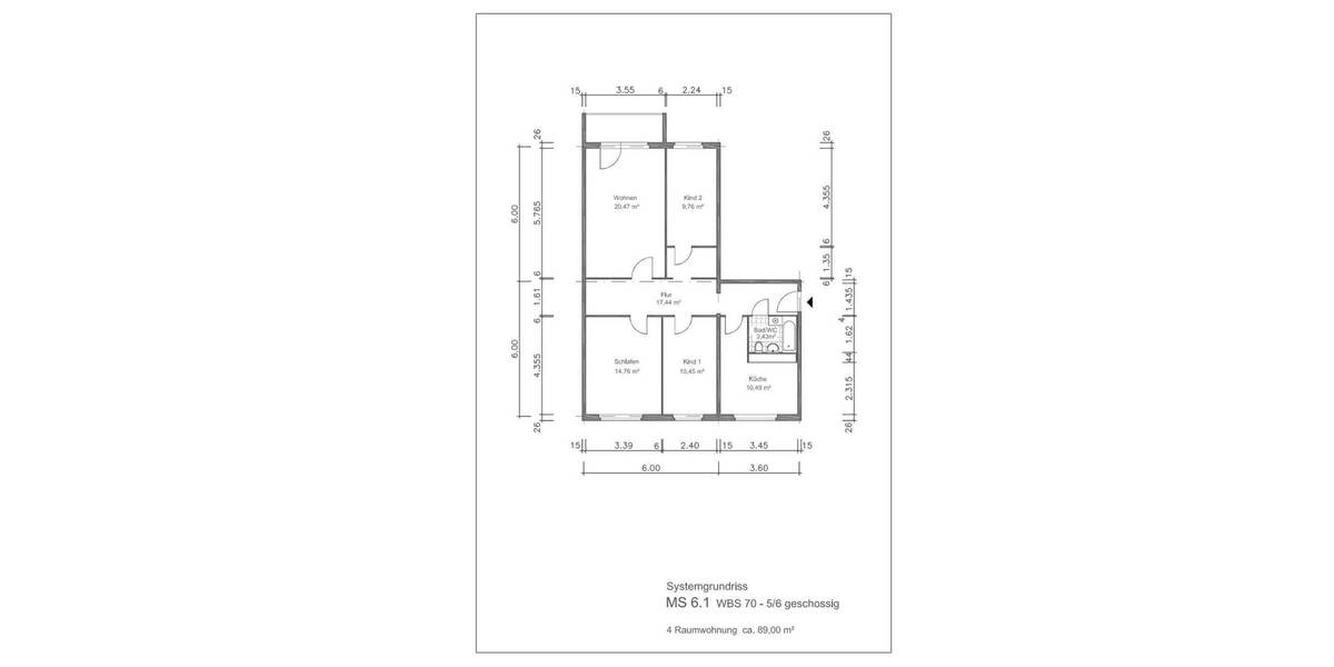 Etagenwohnung Gera Lusan - 4 Zimmer, 87 m&sup2;, 415&euro; | Angebot:26797088