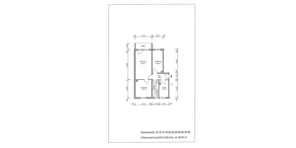 Etagenwohnung Gera Liebschwitz - 3 Zimmer, 59 m&sup2;, 310&euro; | Angebot:26542760