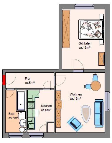Etagenwohnung Meuselwitz - 2 Zimmer, 48 m&sup2;, 275&euro; | Angebot:26143769