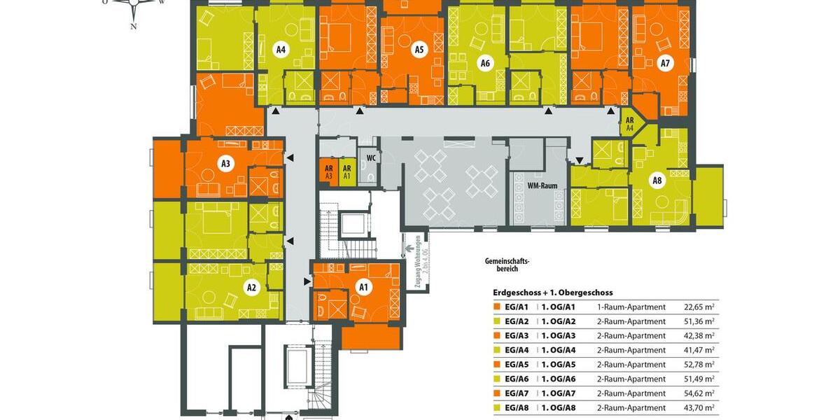 Etagenwohnung Gera Lusan - 2 Zimmer, 56 m&sup2;, 675&euro; | Angebot:23241304