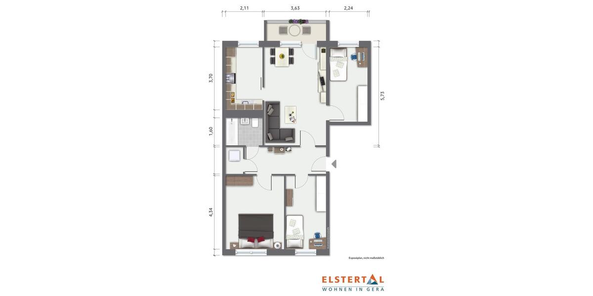 Etagenwohnung Gera Alt-Bieblach - 4 Zimmer, 80 m&sup2;, 679&euro; | Angebot:26534023