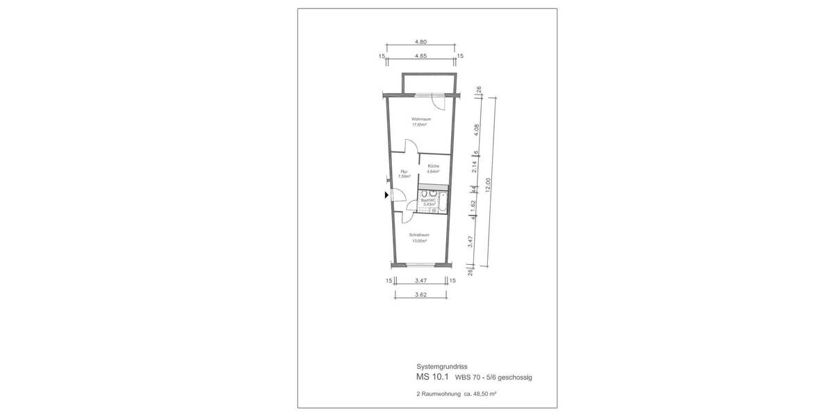 Etagenwohnung Gera Lusan - 2 Zimmer, 47 m&sup2;, 275&euro; | Angebot:26797099