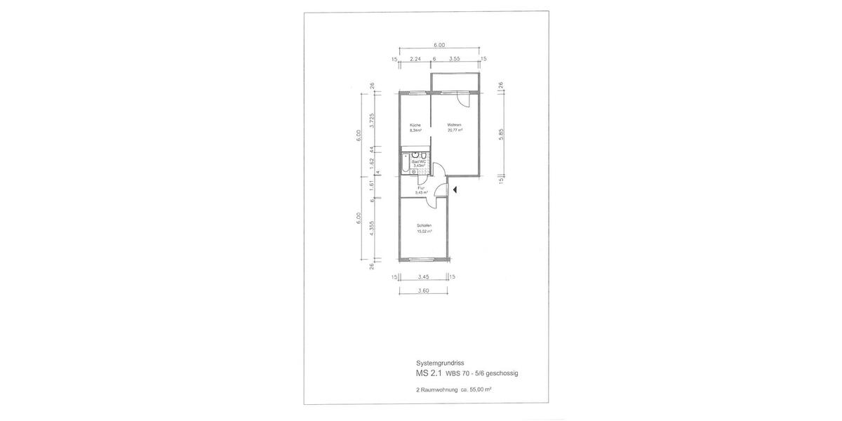 Etagenwohnung Gera Lusan - 2 Zimmer, 55 m&sup2;, 310&euro; | Angebot:24626388